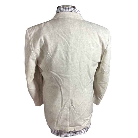 David Taylor Men Beige 100% Linen 2 Button Suit Jacket Sz 40R Sports Coat Pocket - Picture 5 of 14